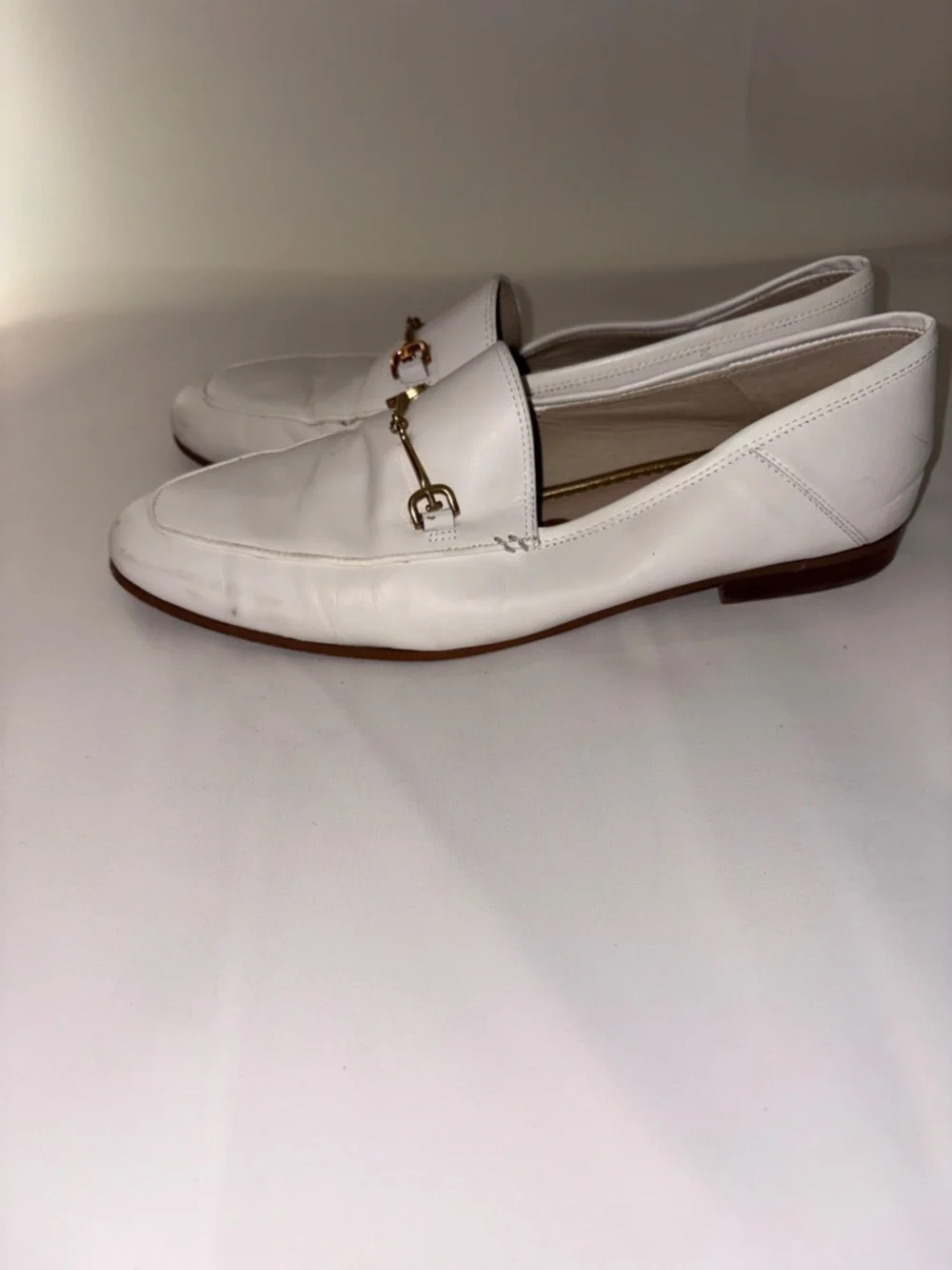 Sam Edelman White Women's Leather Loafers with Gold Bit Detail Size‎ 8 - Picture 5 of 7